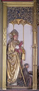 Isenheims altartavla, Sankt Augustinus, ca 1490 (guldfärg på trä)