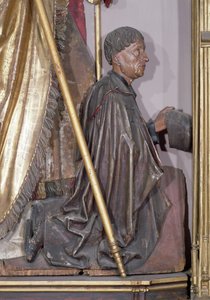 Isenheim-altartavlan, Saint Augustine-detalj av Jean dOrlier, donator, c.1490 guldfärg på trä