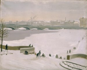 Korsar den frusna floden Neva, 1935 av Nikolay Fyodorovich Lapshin