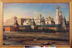 Utsikt över Kreml i Moskva. Målning av Nikolai Ivanovich Podklyuchnikov (1813-1877), olja på duk. Rysk konst från 1800-talet. State United Museum Center i Kreml, Moskva. av Nikolay Ivanovich Podklyuchnikov