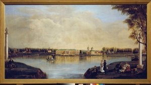 Utsikt över Kuskovo-palatset (Moskva, Ryssland). Målning av Nikolai Ivanovich Podklyuchnikov (1813-1877), olja på duk av Nikolay Ivanovich Podklyuchnikov