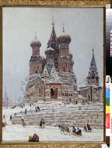 ""Röda torget i Moskva med utsikt över St. Basil