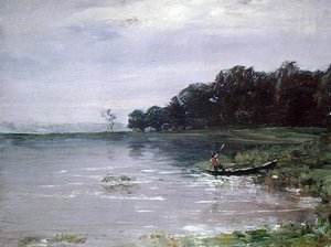 Landskap med båt, kväll