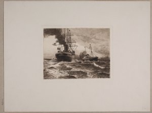 Ångfartyg vid Kronborg av Nils Severin Lynge Hansteen
