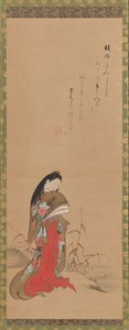 Lady Ise vid flodstranden, sent 1700-tal. av Nishikawa Sukenobu