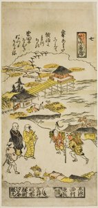 Nedfallande gäss vid Katada (Katada no rakugan), nr 7 från serien "Eight Views of Omi" av Nishimura Shigenaga