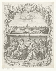 Utsikt över Utrecht och allegori med Minerva och dygder av Noach van der Meer (I)