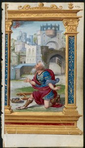 Leaf from a Book of Hours: King David in Prayer (2 av 3 utskurna löv)