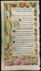 Blad från en timbok: Penitential Psalms, ca. 1530-1535.