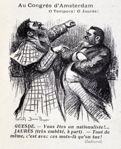 Skiftande mellan Jean Jaures och Jules Guesde (Amsterdams socialistiska kongress) av Noel Dorville, "" Le Panache"" 1904-05-10.