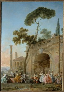 Colin-aillard (Game of Colin Maillard). Målning av Christmas Halle (1711-1781), cirka 1770-1780. Olja på duk. Amiens, Musee De Picardie