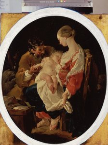 ""Den heliga familjen"" (Den heliga familjen) Målning av Noel Halle (1711-1781) 1700-talets Eremitagemuseum, Sankt Petersburg