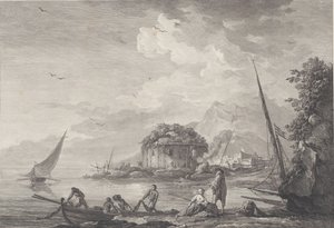 Utsikt över resterna av Venustemplet på Isle of Nisida nära Pouzzol på G..., 1761.