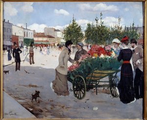Florist på Boulevard Rochechouart i Paris (Marche de la Madeleine). Målning av Norbert Goeneutte (1854-1894)