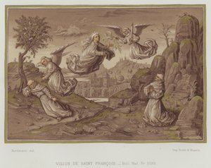 Vision av St Francis av Assisi (färg litho) av Nordmann (after)