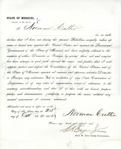 Loyalty oath of Norman Cutter of Missouri, County of St.Louis av Norman Cutter