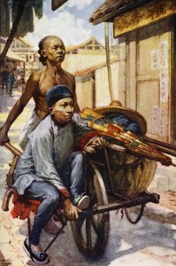 Kina: En skottkärra (färg litho) av Norman Hardy