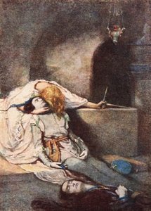 Romeo och Julia, akt V Scene 3, illustration från "Tales from Shakespeare" av Charles och Mary Lamb