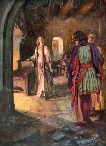 Tennyson, Geraints äktenskap (färg litho) av Norman Mills (after) Price