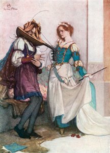 Den vänliga Katarina. The Taming of the Shrew - Akt II, Scen 1 (färglitografi)