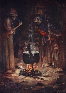 The Weird Sisters, Macbeth, Act IV Scene 1, illustration från "Tales from Shakespeare" av Charles och Mary Lamb