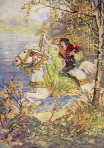 True Thomas and the Fair Queen (färg litho)