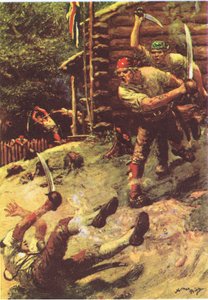 Jag snubblade och rullade huvudstupa, från Treasure Island utgiven av MacDonald 1947 (färg litho)