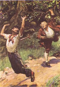 Det slog främst stackars Tom punkt, från Treasure Island publicerad av MacDonald 1947 (färg litho)
