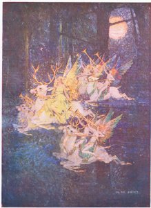 The Fairy Love: Genom skogen tittade månen, där såg jag Fays framåt (färg litho)