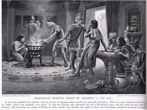 Diocletianus brinnande böcker om alkemi 290AD