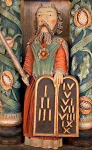 Moses, detalj av altartavlan (målat trä)