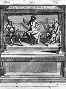 Woden, Thor och Friga, 1670-1680 av Norwegian School