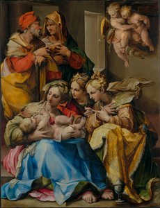 Den heliga familjen med heliga Anna, Katarina av Alexandria och Maria Magdalena av Nosadella