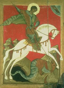 Ikon för St. George och draken (tempera på panelen)