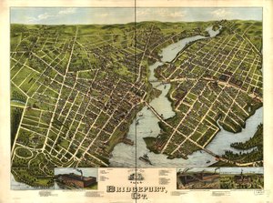 Utsikt över Bridgeport, Ct. 1875. av O.H. Bailey and Co. American Oleograph Co.