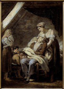 Den olyckliga familjen. Målning av Octave Tassaert (1800-1874)