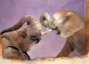 Elephants at Play, 2001 (akryl på duk)