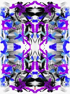 Zen Ink Blue Purple Floral Pattern, 2023 (akryl på papper, digital) av Odilia W. Y. Fu