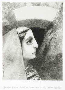 Till Edgar Poe (Inför melankolins svarta sol framträder Lenore) av Odilon Redon