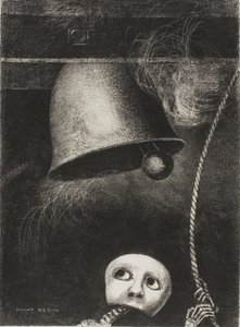 A Mask Sounds the Funeral Knell, tallrik tre från To Edgar Poe av Odilon Redon