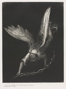 Och jag såg en ängel komma ner från himlen, med nyckeln till den bottenlösa gropen och en stor kedja i sin hand av Odilon Redon