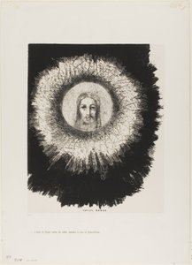 Och i Very Disk of the Sun Lights the Face of Jesu Kristi, skylt 10 från The Temptation of Saint Anthony (1:a serien) av Odilon Redon