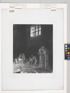 In the Shadow Of People Weep And Pray... (litografi på kinesiskt applikationspapper) av Odilon Redon