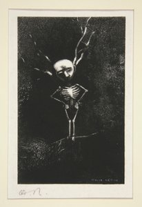 Dans le d?dale des branches la bl?me figure apparaissait (I labyrinten av grenar dök den bleka figuren upp), från serien Le jur? (Jurymedlemmen) av Odilon Redon