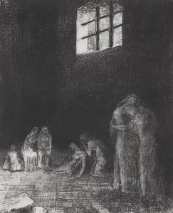 I skuggan gråter och ber människor... av Odilon Redon