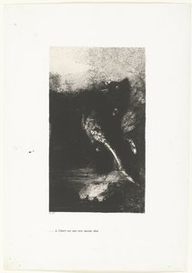 Chimären med gröna ögon, skriker, snurrar ...la Chimère aux yeux verts, tournoie, aboie (titel på objekt) Tentation de Saint-Antoine (1) (serietitel) Temptation of Saint Anthony (serietitel) av Odilon Redon