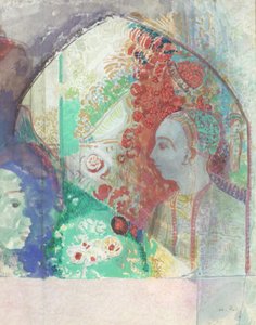 Dream (akvarell och gouache på papper) av Odilon Redon