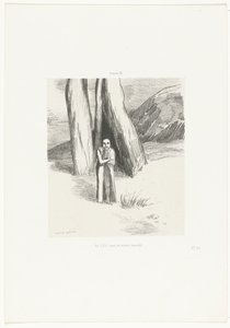 En galning i ett dystert landskap Un FOU, dans un morne paysage (titel på objekt) av Odilon Redon