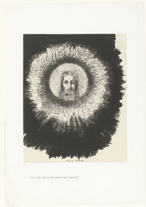 Och i solens skiva lyste Kristi ansikte ...et dans le disque même du soleil, rayonne la face de Jésus-Christ (titel på objektet) Tentation de Saint-Antoine (1) (serietitel) Temptation of Saint Anthony (serietitel) av Odilon Redon