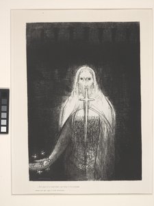 Och han hade i sin högra hand sju stjärnor... (litografi på kinesiskt applikationspapper) av Odilon Redon